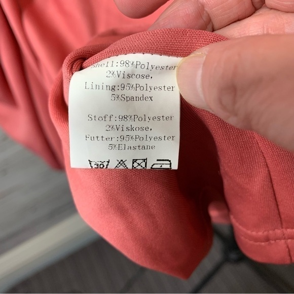 Grace Karin Pink Corral Midi Dress Chiffon Slit Sleeves Flowy Minimalist Sz 3XL - Picture 14 of 15